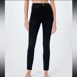 Re/Done Originals Comfort Stretch High Rise Ankle Crop Skinny JeansBlack Size 26